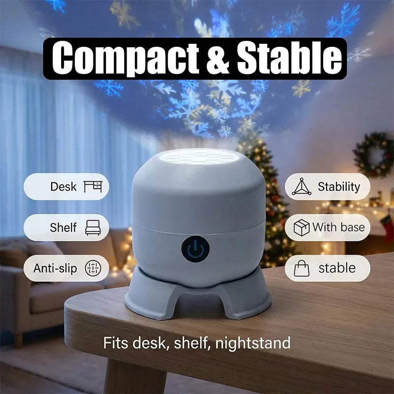 Dynamic 360° Rotating LED Projector Light – Rechargeable Atmosphere Lamp with Adjustable Brightness for Bedroom Decor