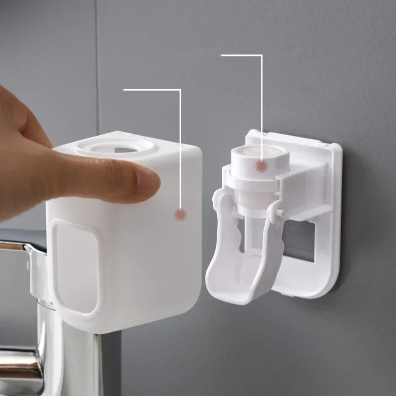Automatic Wall-Mounted Toothpaste Squeezer & Toothbrush Holder – Waterproof Bathroom Organizer