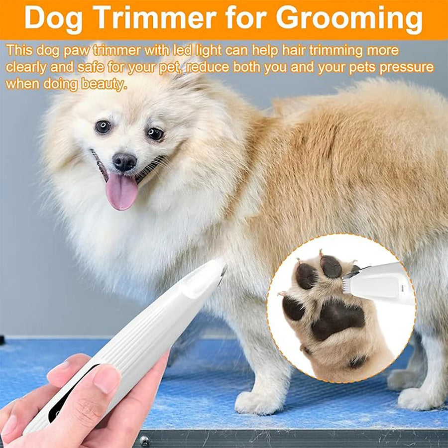 Cordless Rechargeable Dog Hair Trimmer with LED Light