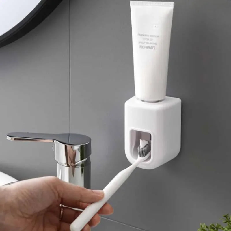 Automatic Wall-Mounted Toothpaste Squeezer & Toothbrush Holder – Waterproof Bathroom Organizer
