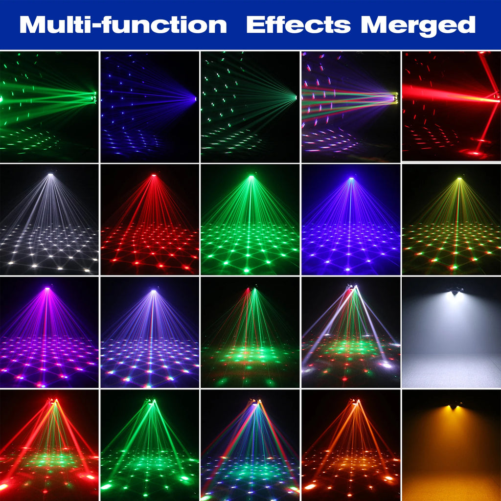 Professional 120W DMX512 RGBW LED Moving Head Stage Light with Laser & Strobe Effects for DJ, Club & Events