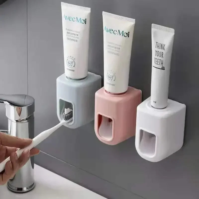 Automatic Wall-Mounted Toothpaste Squeezer & Toothbrush Holder – Waterproof Bathroom Organizer