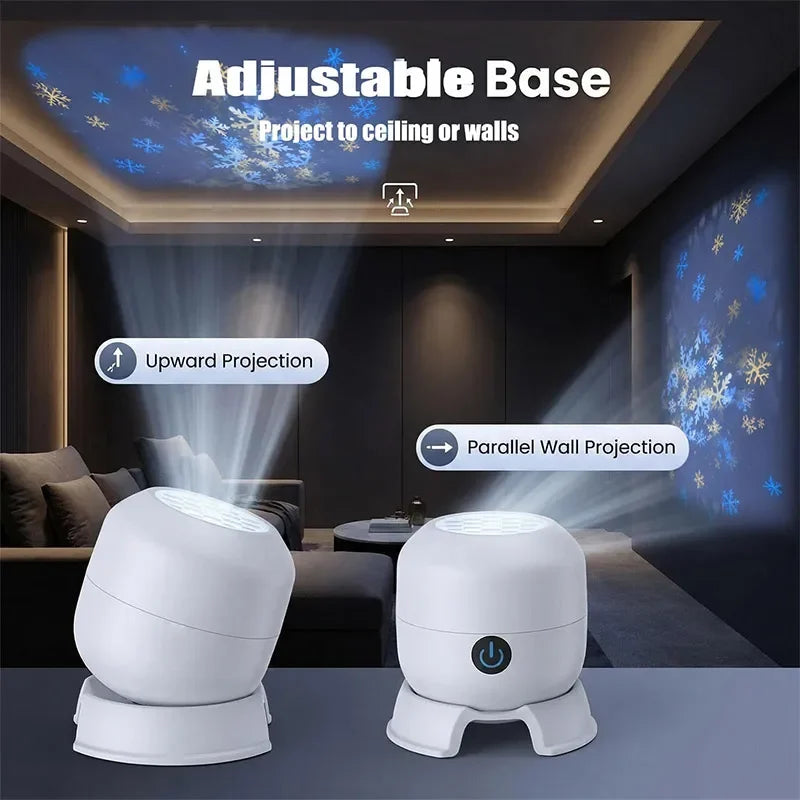 Dynamic 360° Rotating LED Projector Light – Rechargeable Atmosphere Lamp with Adjustable Brightness for Bedroom Decor