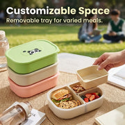 Eco-Friendly Rectangular Microwaveable Lunch Box with Cutlery