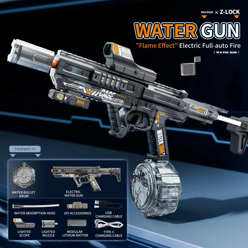 HUIQIBAO Electric High-Speed Water Gun for Kids – Rechargeable Outdoor Water Blaster Toy