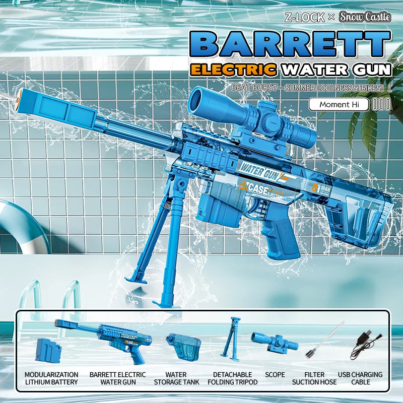 HUIQIBAO Electric High-Speed Water Gun for Kids – Rechargeable Outdoor Water Blaster Toy