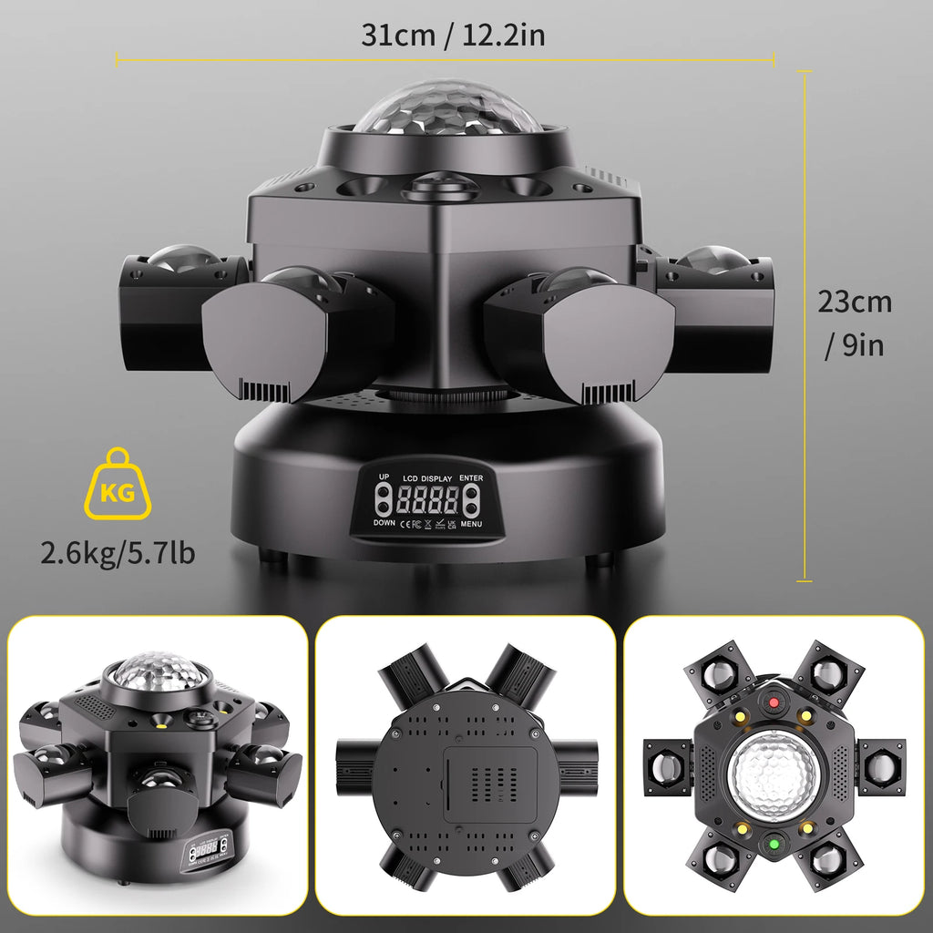 Professional 120W DMX512 RGBW LED Moving Head Stage Light with Laser & Strobe Effects for DJ, Club & Events