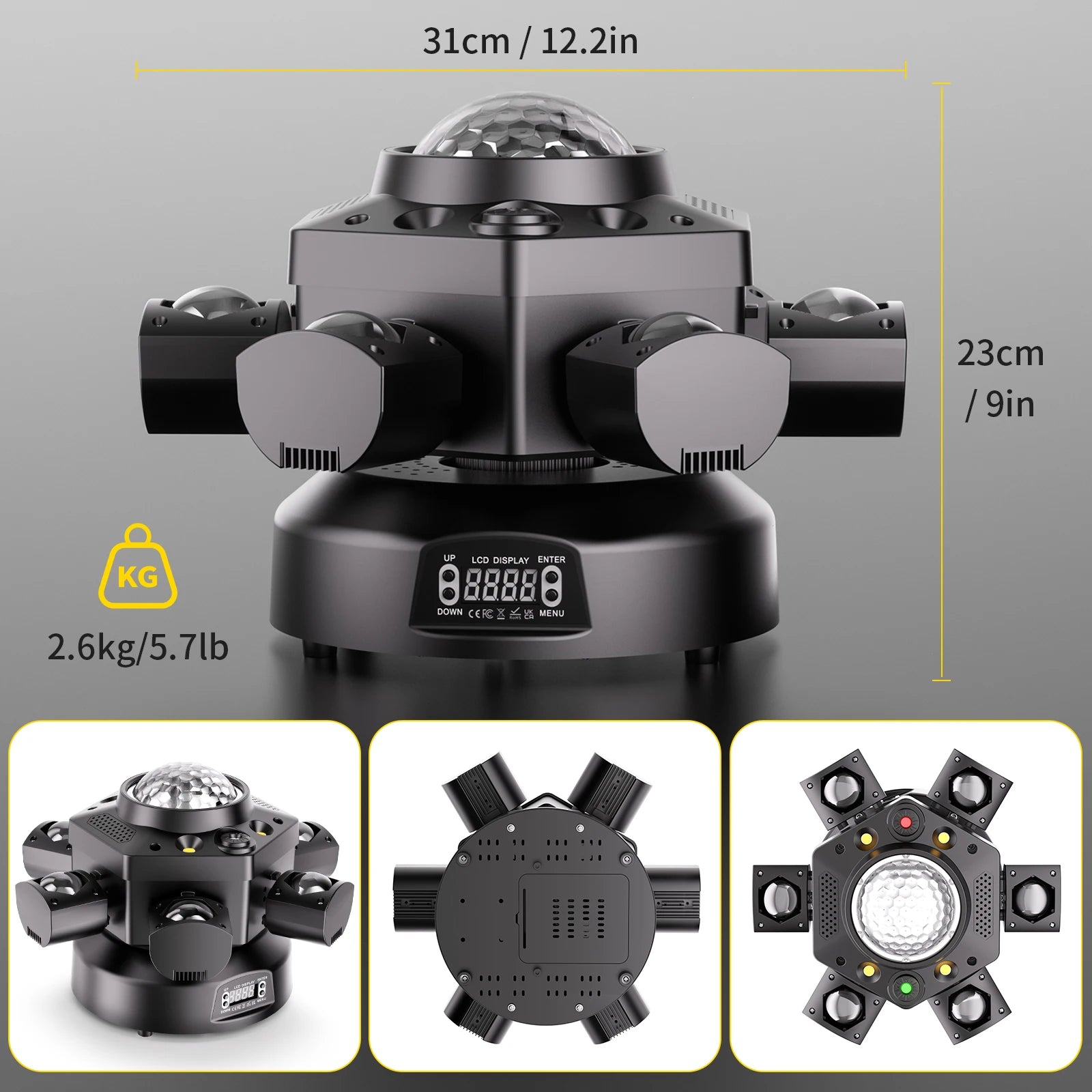 Professional 120W DMX512 RGBW LED Moving Head Stage Light with Laser & Strobe Effects for DJ, Club & Events