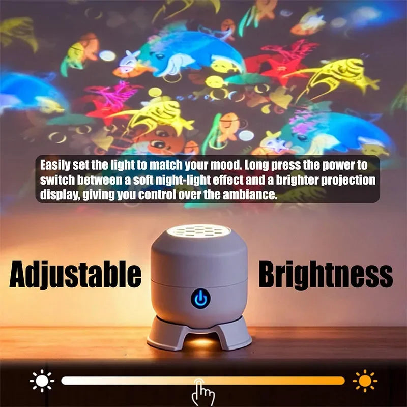 Dynamic 360° Rotating LED Projector Light – Rechargeable Atmosphere Lamp with Adjustable Brightness for Bedroom Decor