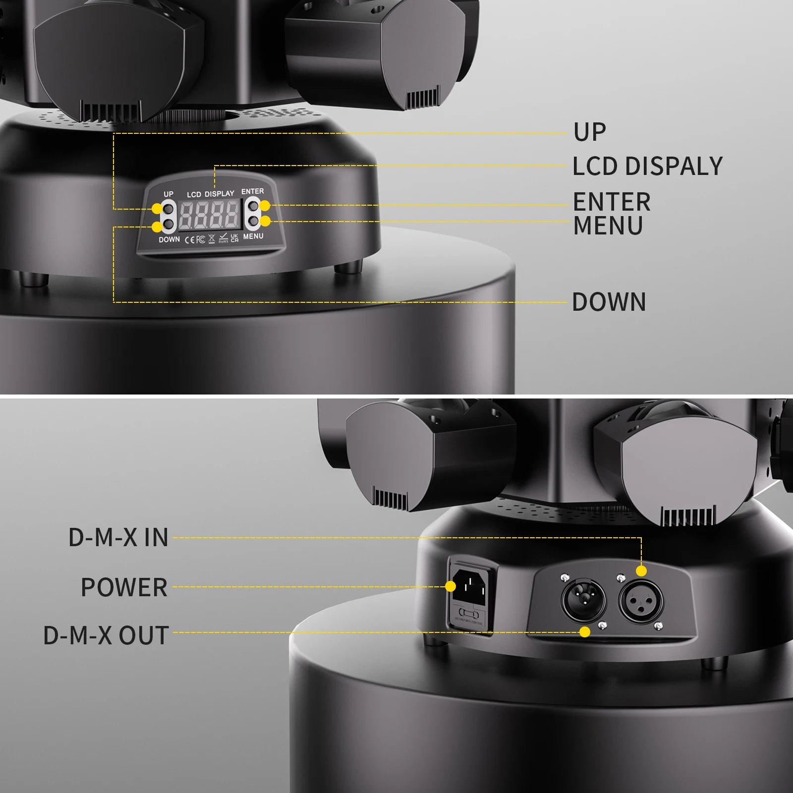 Professional 120W DMX512 RGBW LED Moving Head Stage Light with Laser & Strobe Effects for DJ, Club & Events