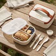 Eco-Friendly Rectangular Microwaveable Lunch Box with Cutlery