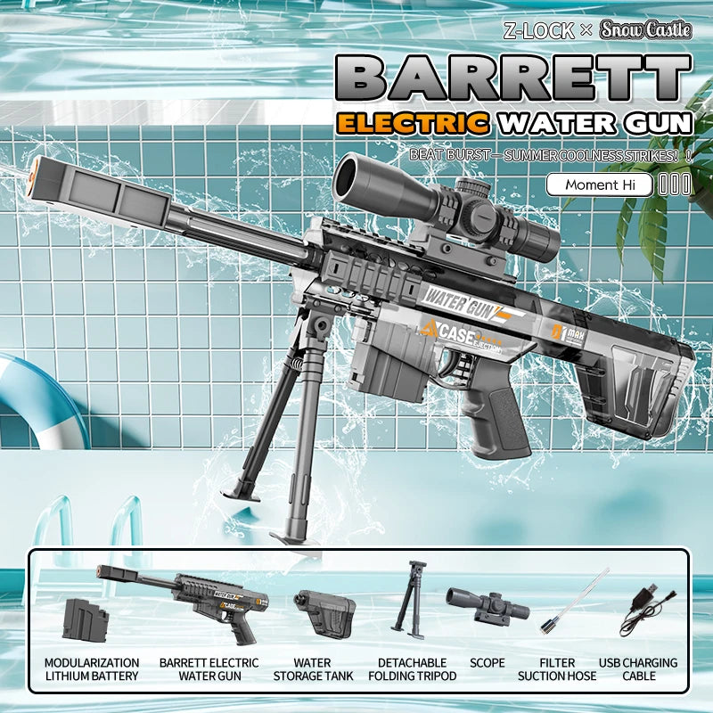 HUIQIBAO Electric High-Speed Water Gun for Kids – Rechargeable Outdoor Water Blaster Toy
