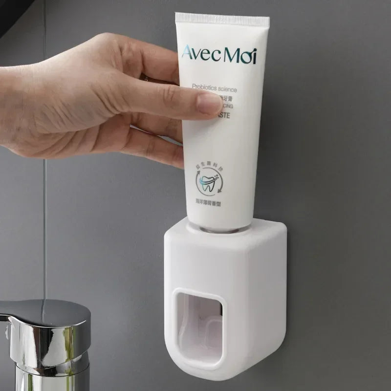 Automatic Wall-Mounted Toothpaste Squeezer & Toothbrush Holder – Waterproof Bathroom Organizer