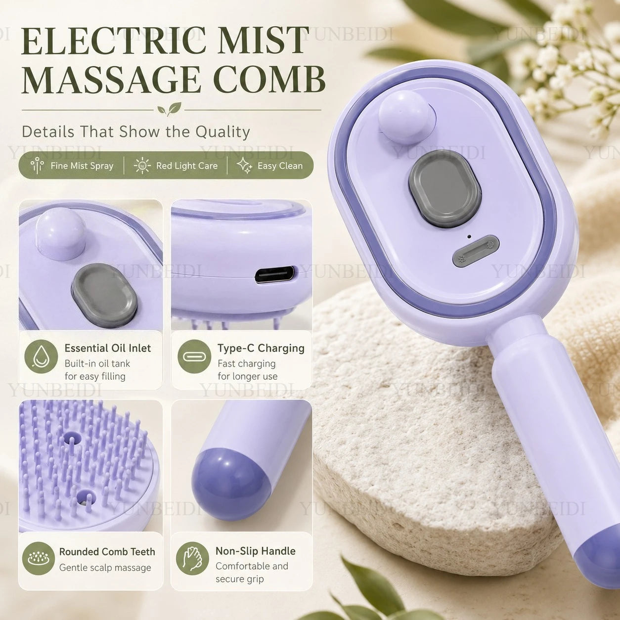 Air Cushion Hair Brush – Scalp Massage Detangling Comb for All Hair Types